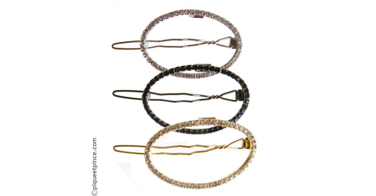 Barrette à Cheveux Ovale Bleue Abalone Avec Strass - Accessoire Chic Pour Cheveux Longs